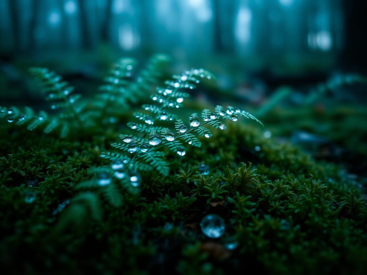 Ferns catching morning light